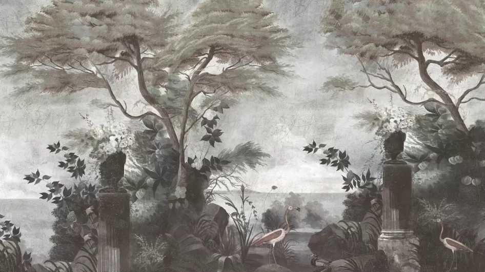 Le jardin au flamant roseDécor vieilli et patiné - Ananbô