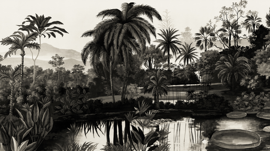 Papier peint panoramique Jardin Balinais Terre brune - Ananbô