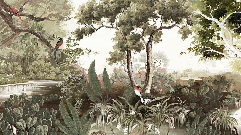 Papier peint panoramique Les jardins d’Akarâ Couleur claire - Ananbô
