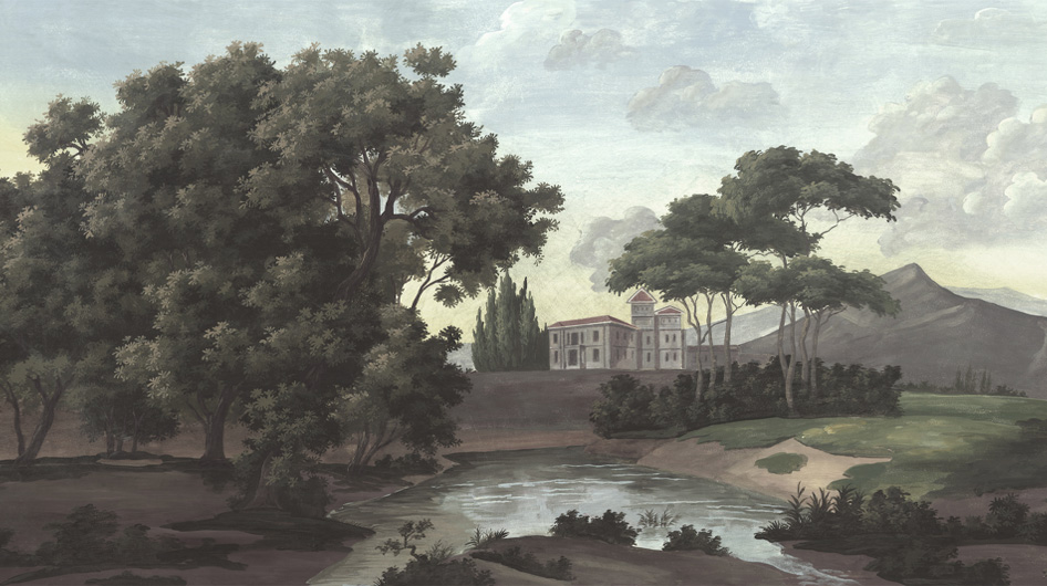 Papier peint panoramique Castel Bellagio Couleur décor vieilli et patiné - Ananbô