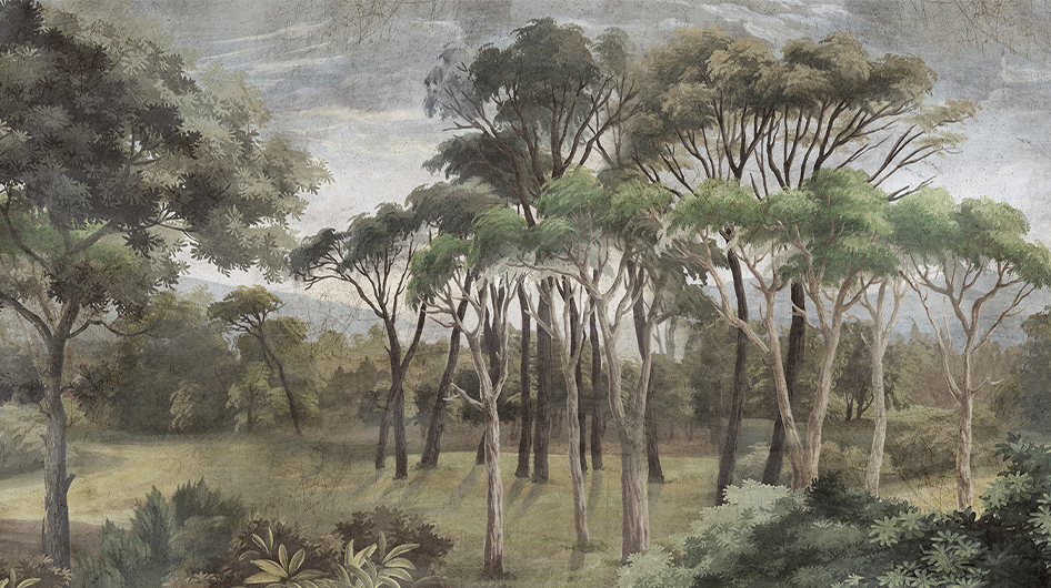 Papier peint panoramique Manosque Couleur décor vieilli et patiné - Ananbô