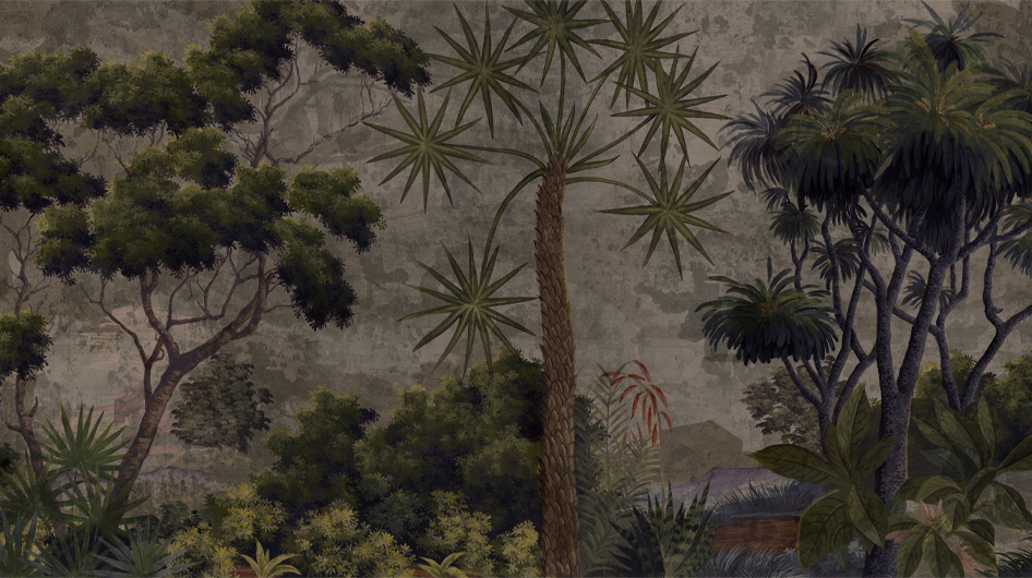 Papier peint panoramique Voyage botanique Couleur patine 18ème - Ananbô