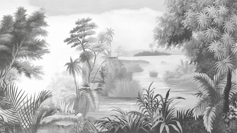 Papier peint panoramique Le lac Victoria Monochrome gris - Ananbô