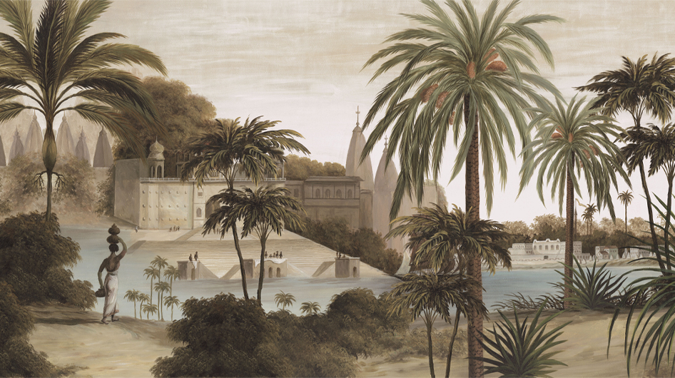 Papier peint panoramique Varanasi Sépia - Ananbô