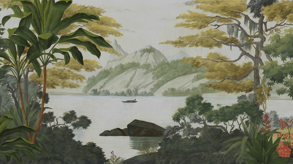 Papier peint panoramique Samoa Couleur décor vieilli et patiné - Ananbô