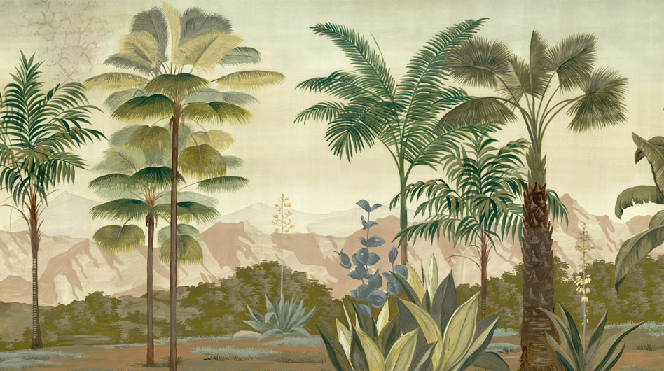 panoramic wallpaper Les palmiers de Kalaho Couleur - Ananbô