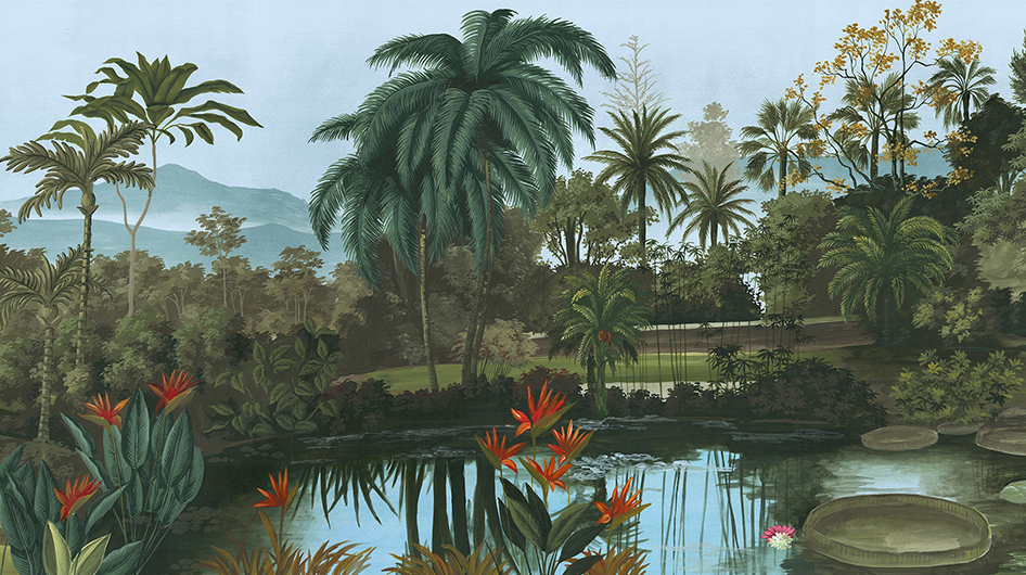 panoramic wallpaper Jardin Balinais Couleur - Ananbô