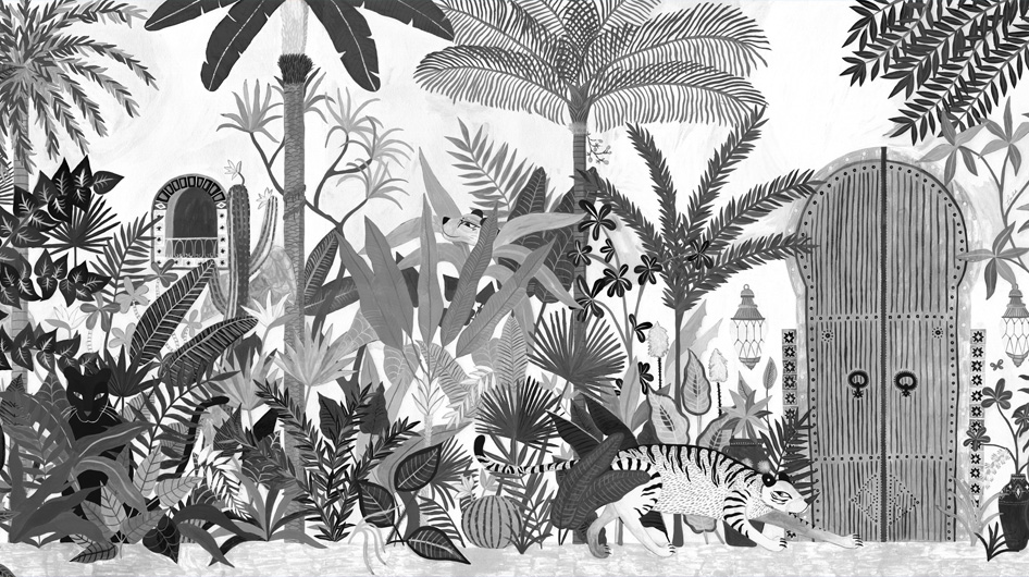 Papier peint panoramique Leelah Noir et blanc - Ananbô