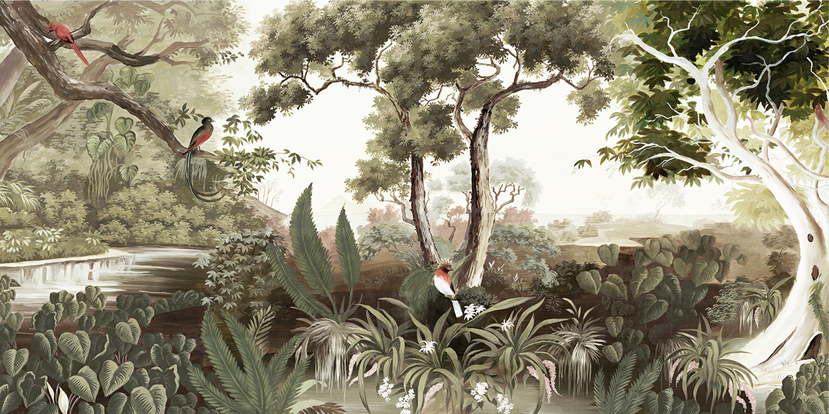 panoramic wallpaper Les jardins d’Akarâ Couleur claire - Ananbô Fullsize