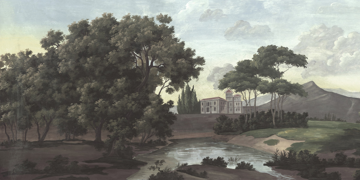 Papier peint panoramique Castel Bellagio Couleur décor vieilli et patiné - Ananbô Fullsize