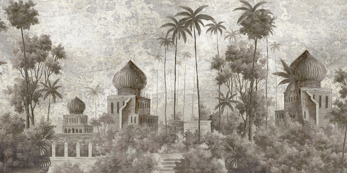 Papier peint panoramique Badalpur Grisaille Patine 18ème craquelée - Ananbô Fullsize