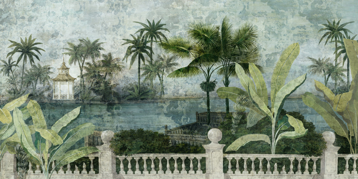 panoramic wallpaper Chao Phraya Couleur patine 18 ème - Ananbô Fullsize