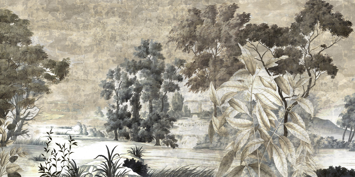 Papier peint panoramique Saint Jean Sépia patine 18 ème - Ananbô Fullsize