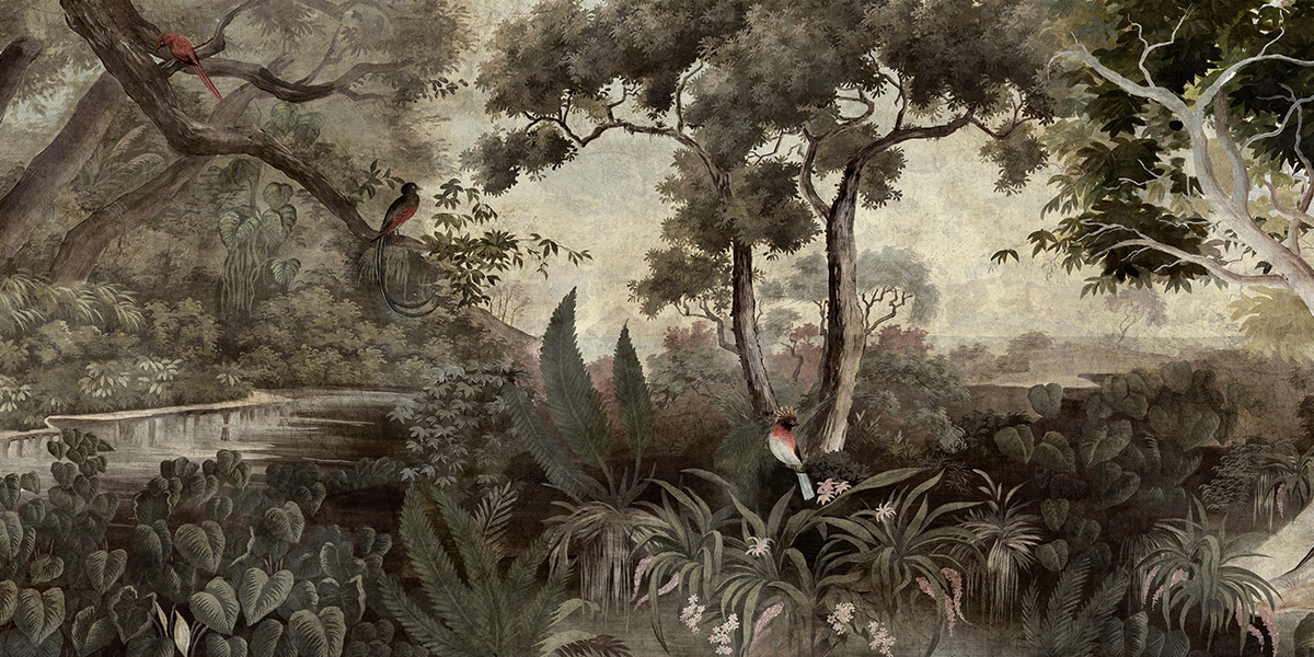 Papier peint panoramique Les jardins d’Akarâ Couleur Patine 18ème - Ananbô Fullsize