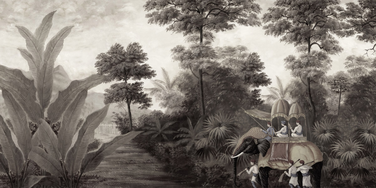 Papier peint panoramique Bengale Grisaille - Ananbô Fullsize