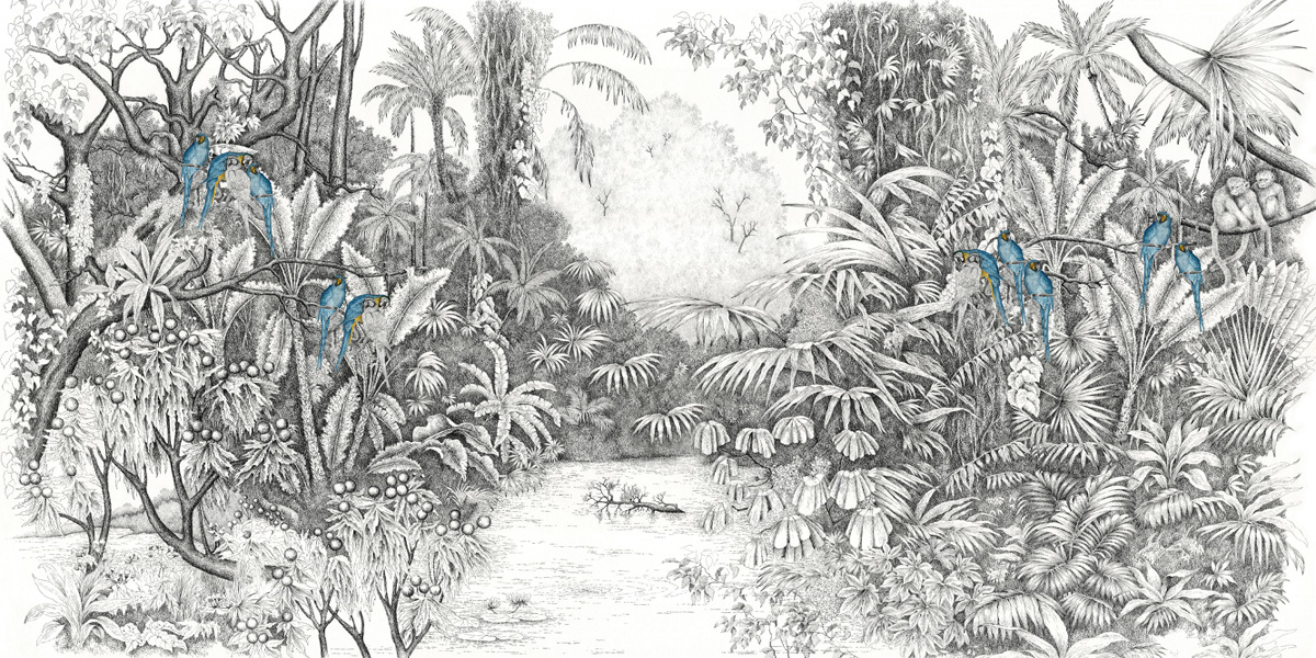 panoramic wallpaper l’île aux perroquets Bleus - Ananbô Fullsize