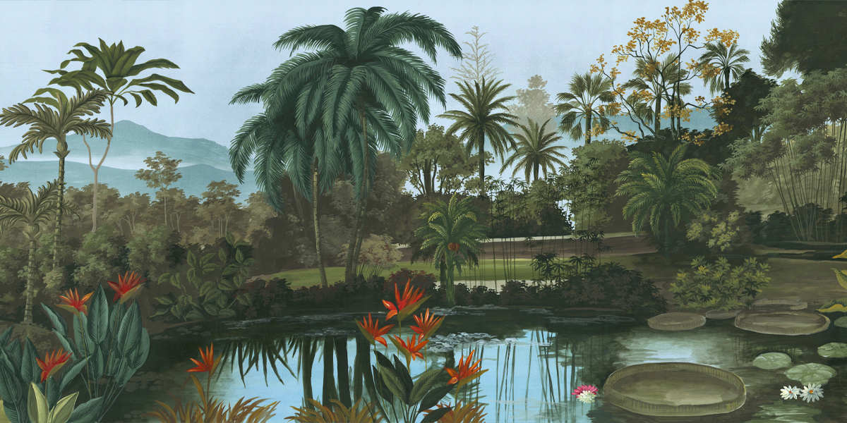 panoramic wallpaper Jardin Balinais Couleur - Ananbô Fullsize