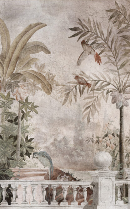 Papier peint panoramique expresse rouleau collection le jardin aux oiseaux couleur claire patiné Ananbô