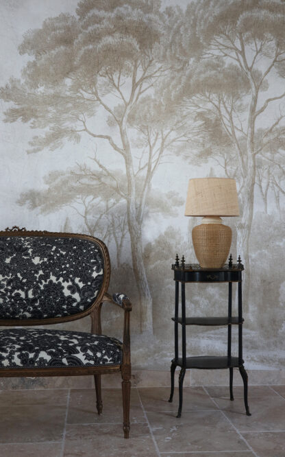 Papier peint panoramique Ananbô pins et cyprès sépia clair (1)
