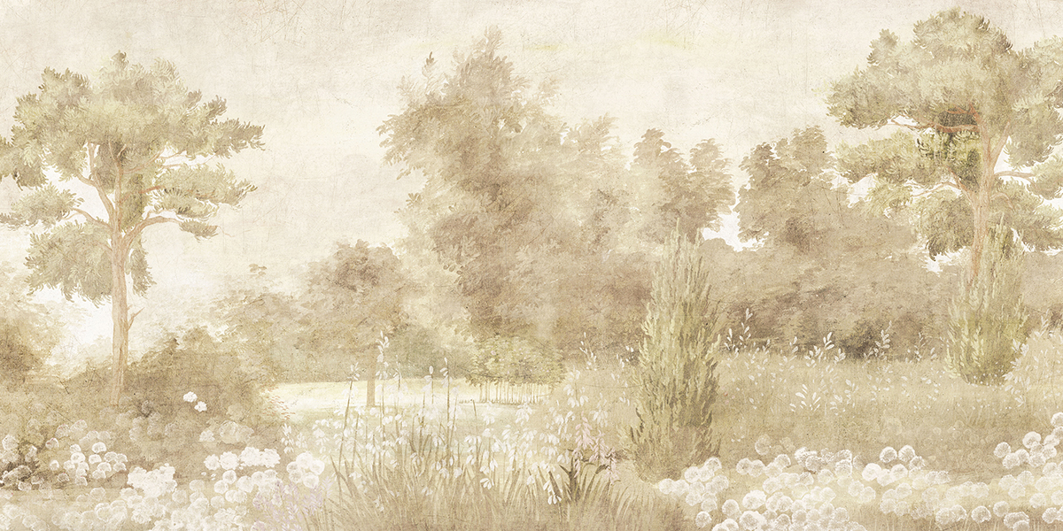 Papier peint panoramique Les Herbes Sépia clair - Ananbô Fullsize