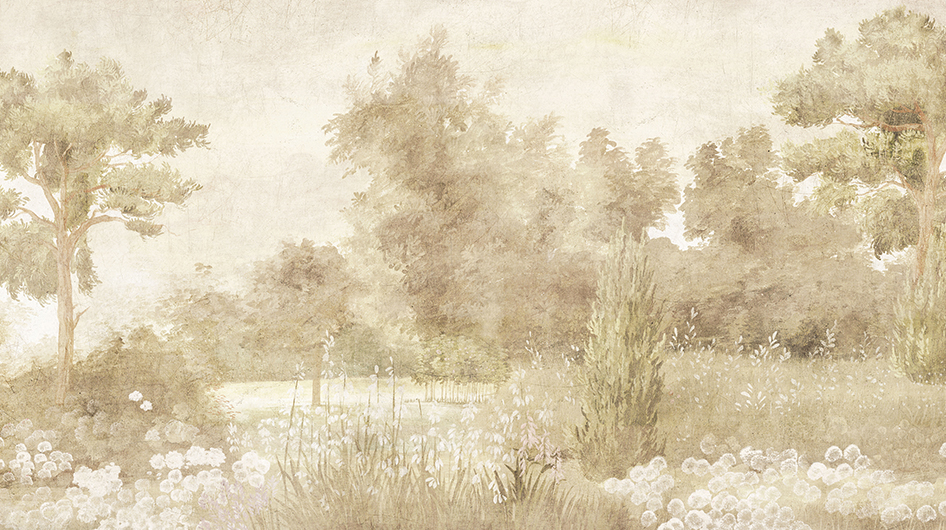 Papier peint panoramique Les Herbes Sépia clair - Ananbô