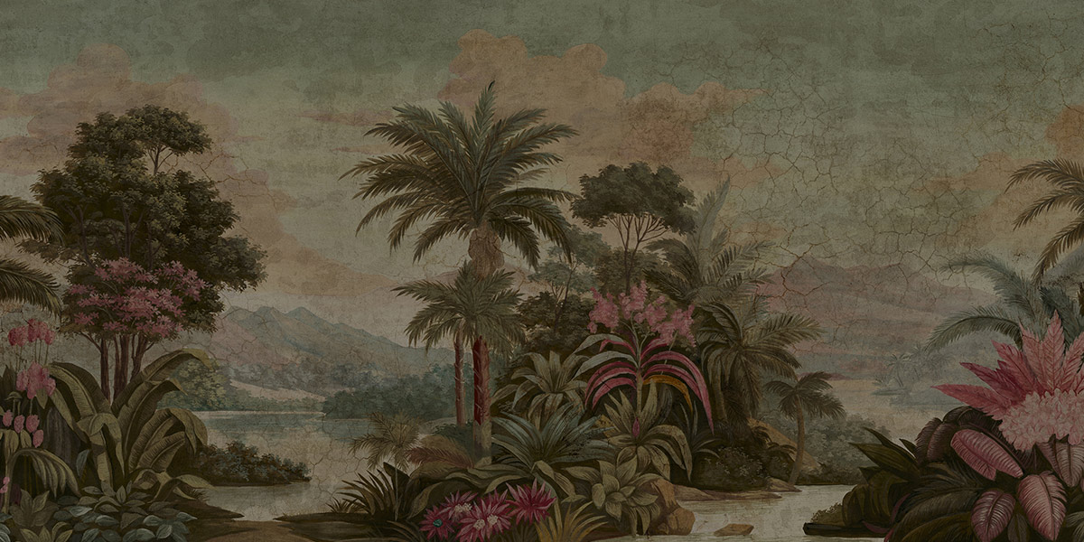 Papier peint panoramique Les Îles du Roi Georges Couleur décor vieilli et patiné - Ananbô Fullsize