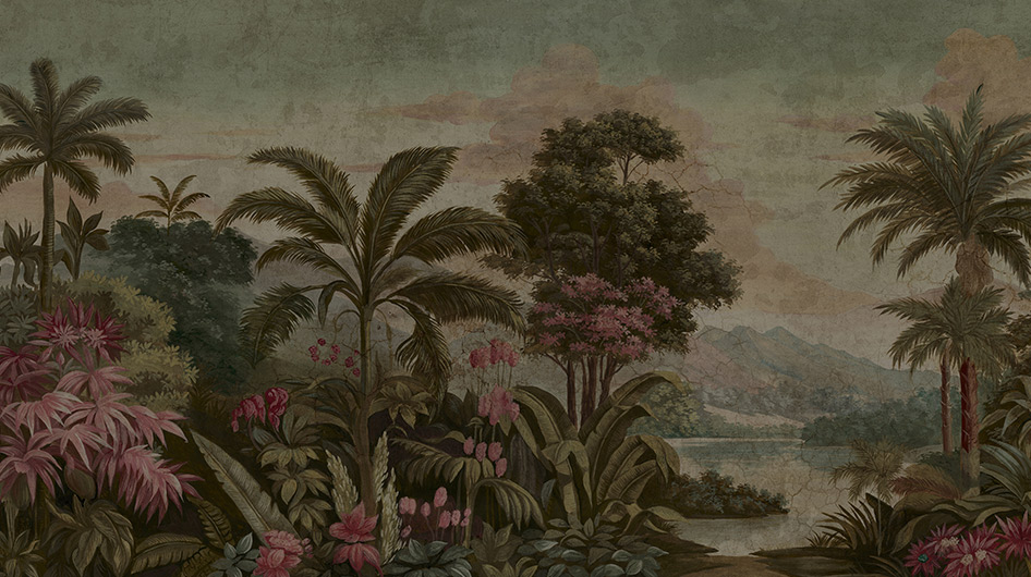 Papier peint panoramique Les Îles du Roi Georges Couleur décor vieilli et patiné - Ananbô